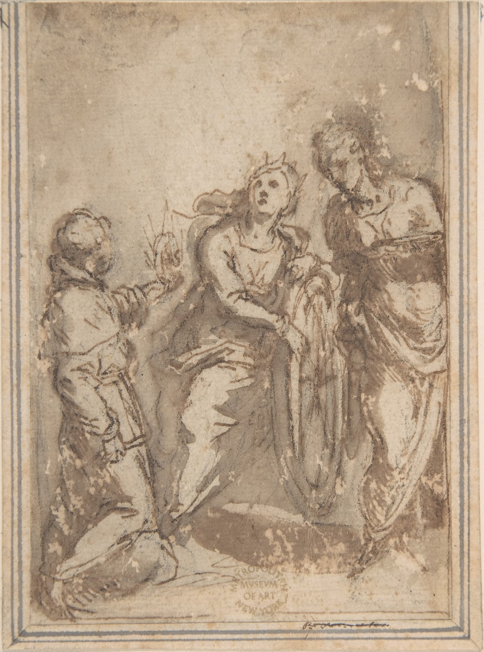 Saint Catherine Flanked by a Male and a Female Saint