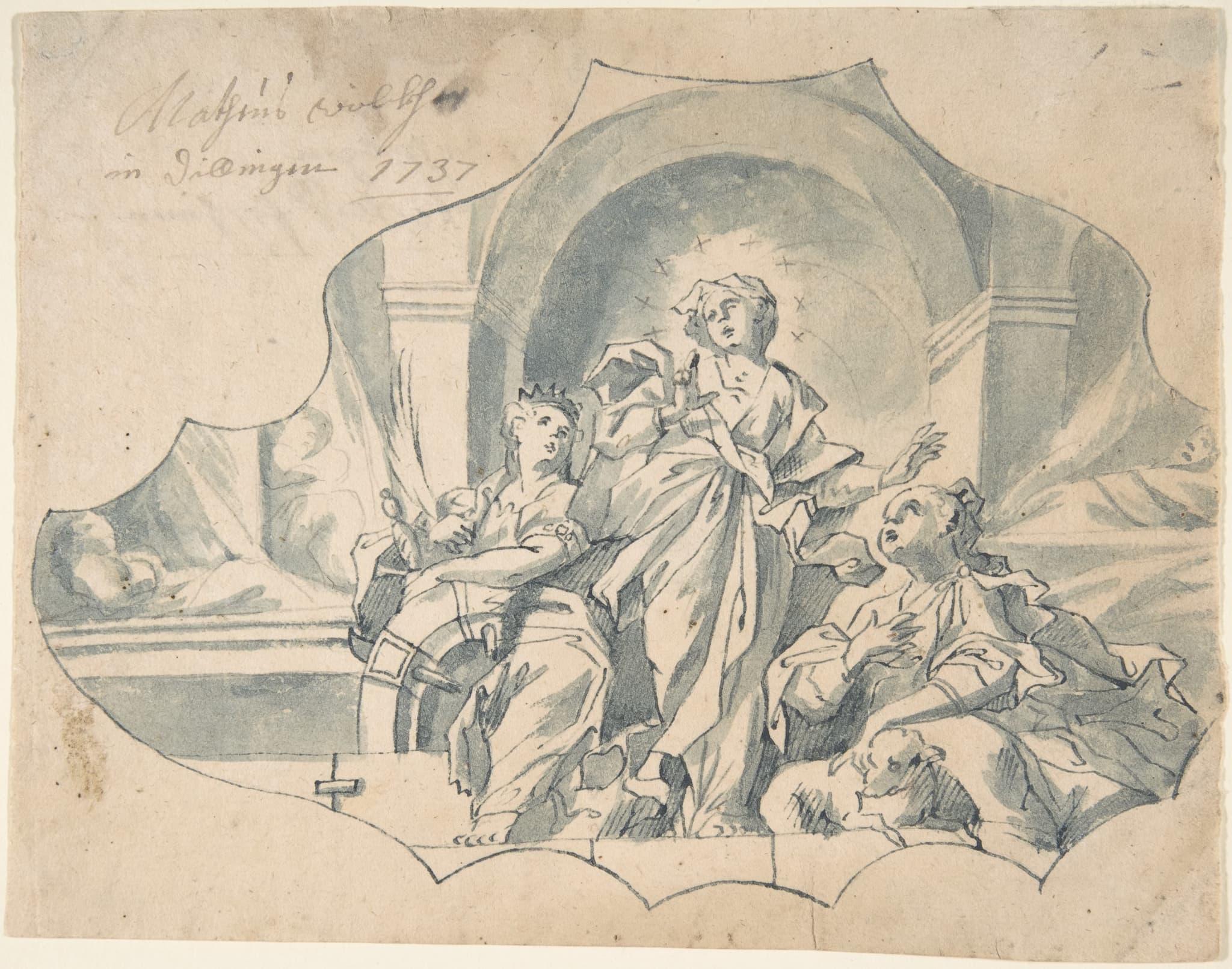 Design for a Ceiling showing the Virgin, Catherine, and Agnes