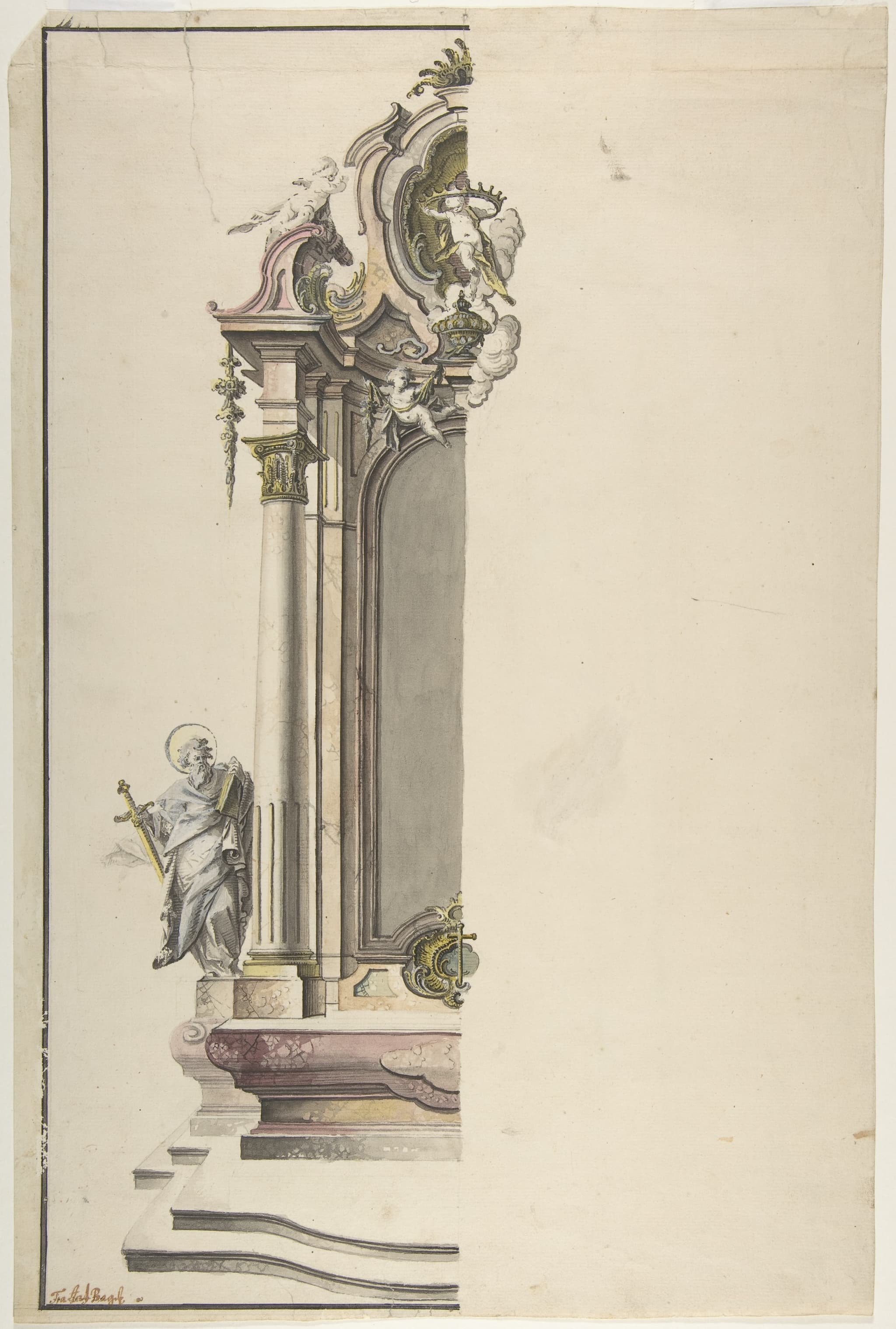 Design for an Aedicular Altar with St. Paul at the Left