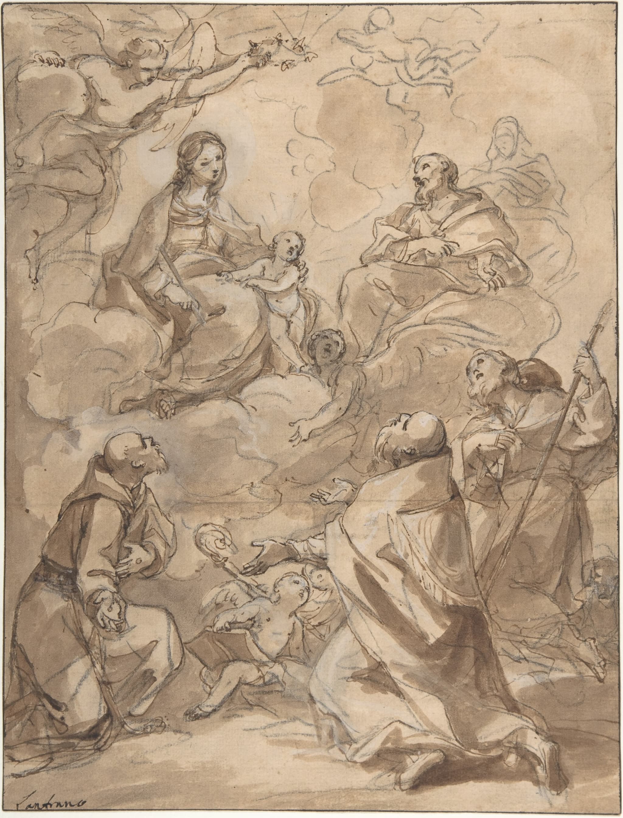 The Holy Family Appearing to St. Francis, St. Augustine, and St. Roch