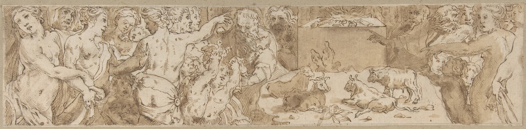 Procession (left-hand portion of border below Sacrifice of Isaac, inlaid-marble pavement, Siena Cathedral)