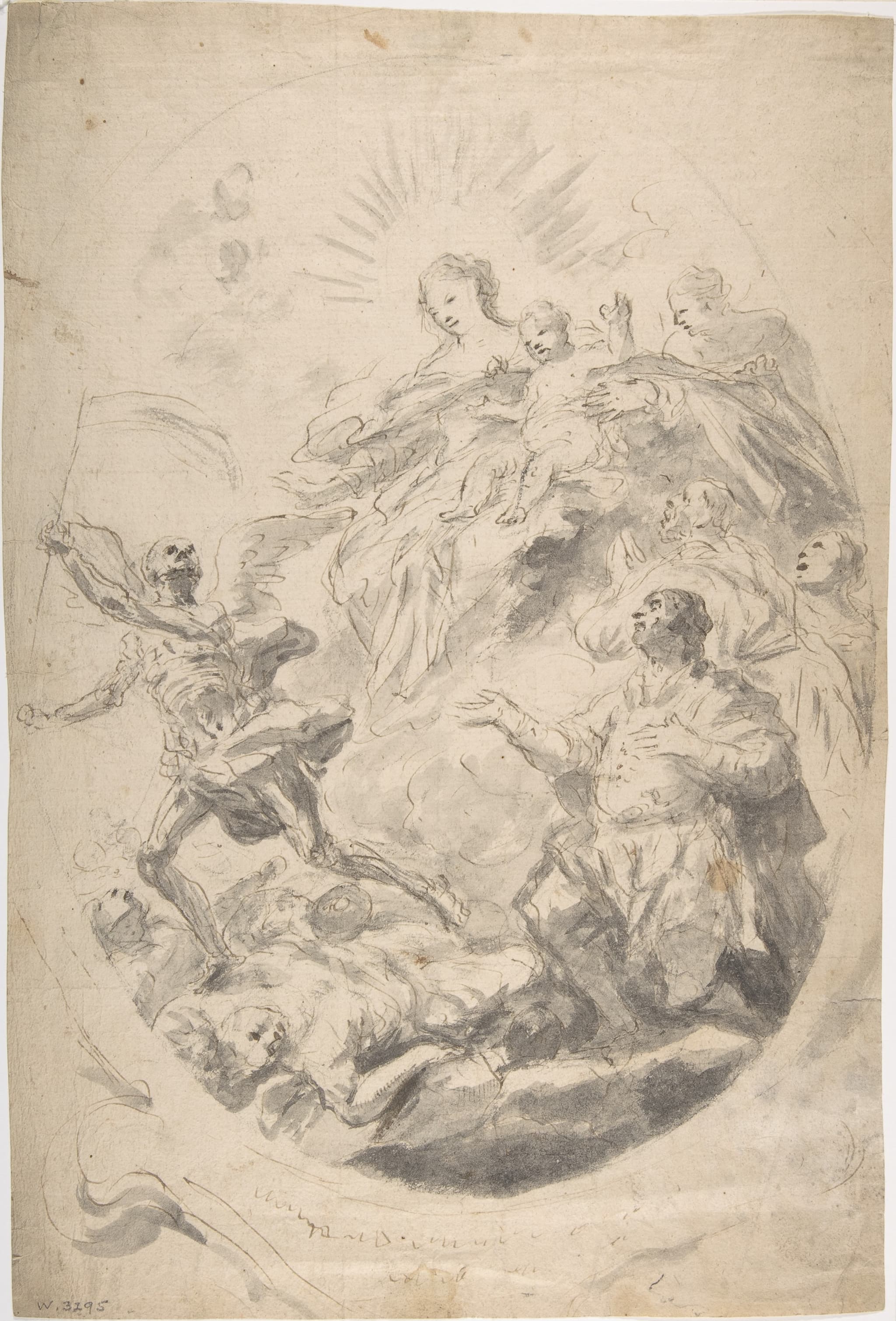 The Virgin and Child Intervening for Victims of the Plague (recto); Seated Female Figure (verso)