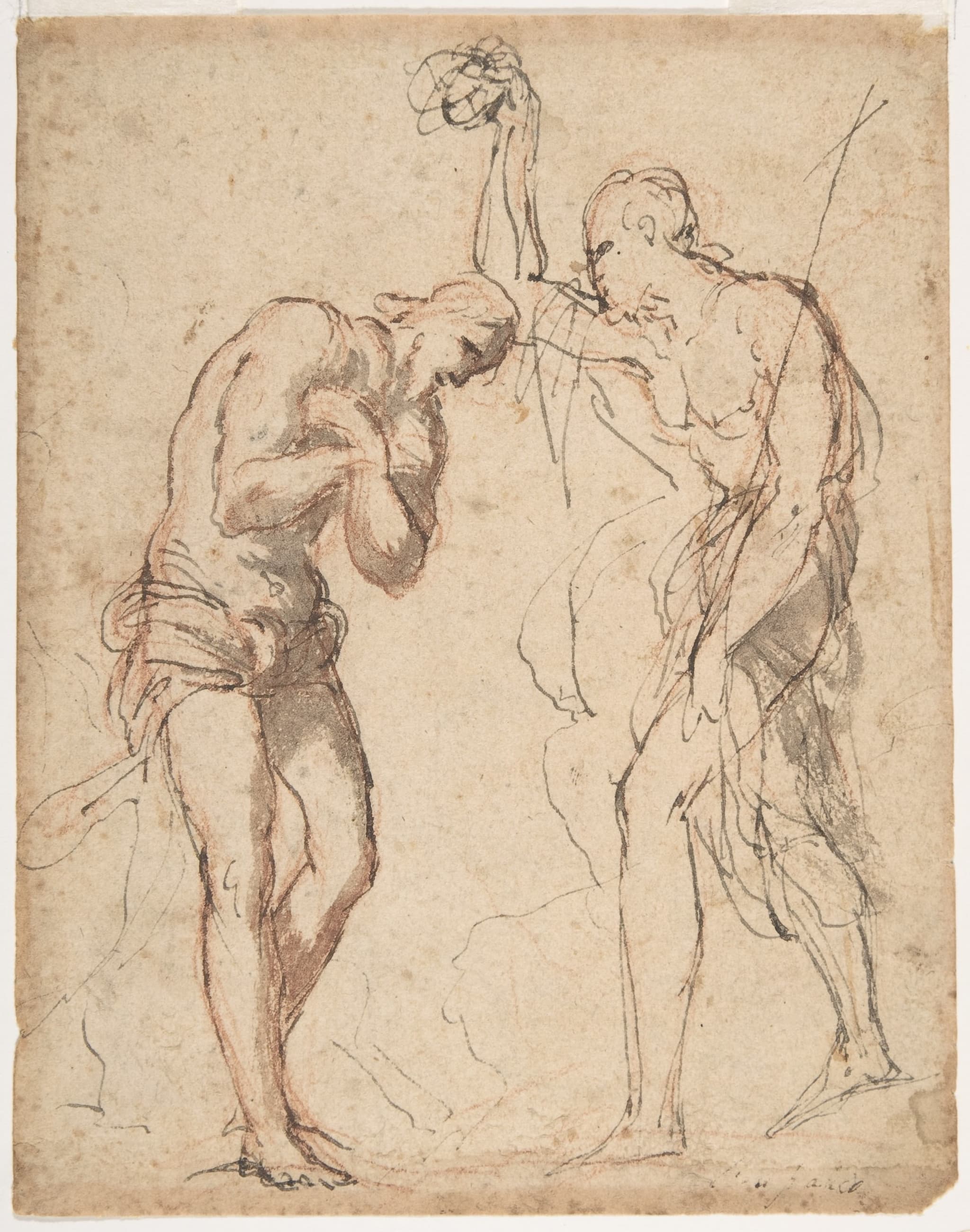 The Baptism of Christ (recto); Kneeling Figure (?) in a Landscape (verso)