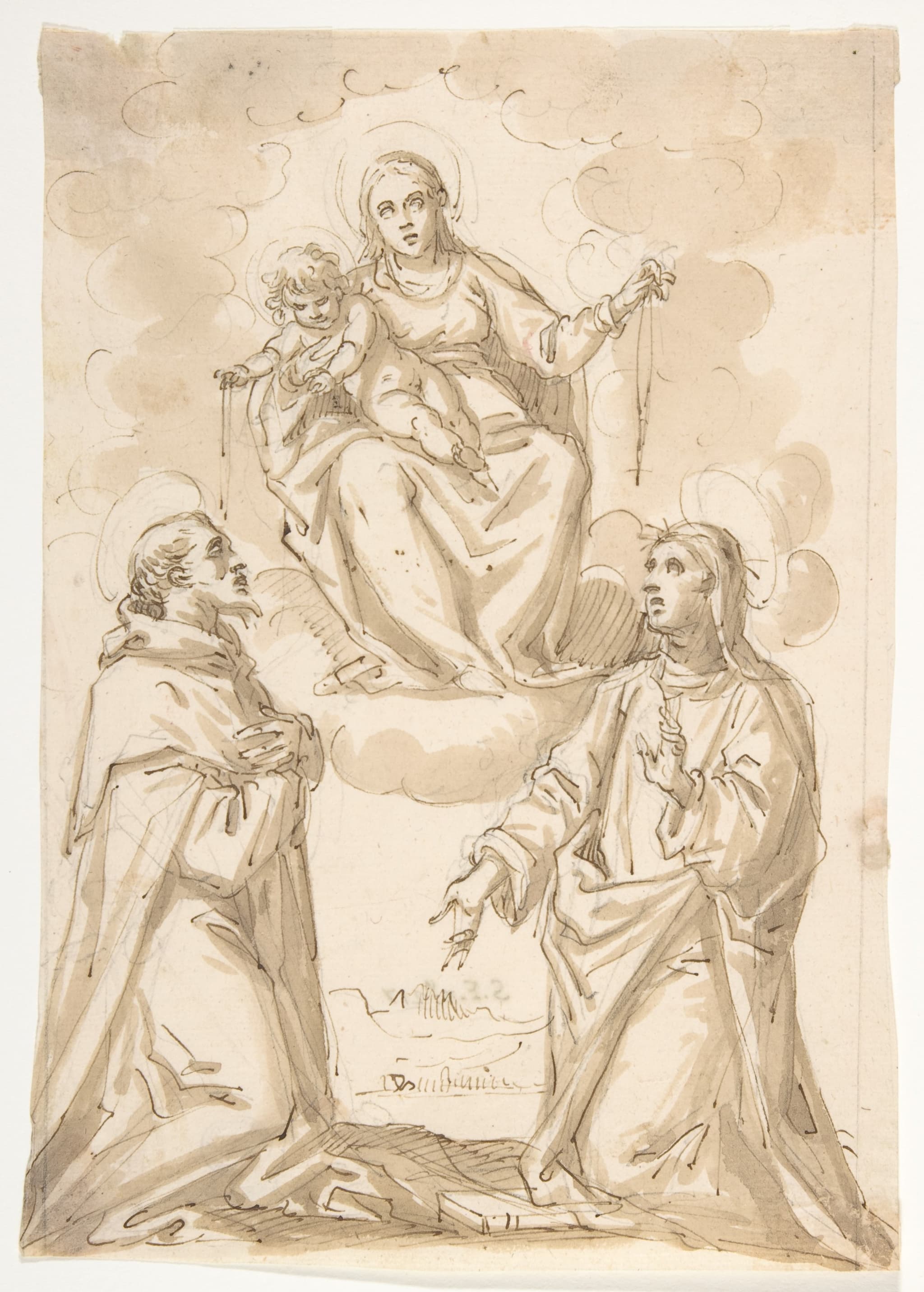 The Virgin and Child with Chaplets Appearing to Saint Dominic and Saint Catherine of Siena