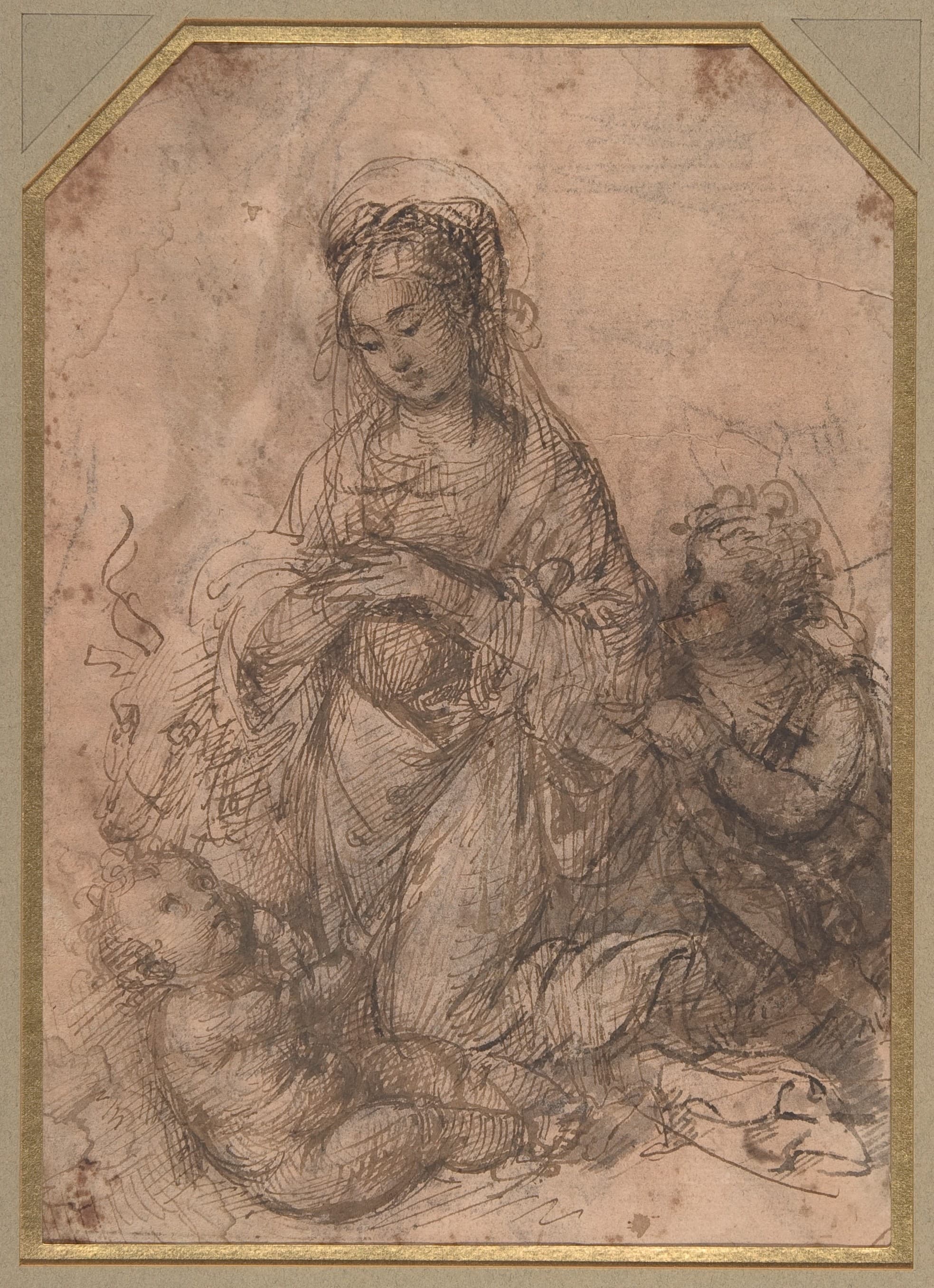 Virgin Adoring the Christ Child with Saint John the Baptist (recto); The Holy Family with Saint John the Baptist (verso)