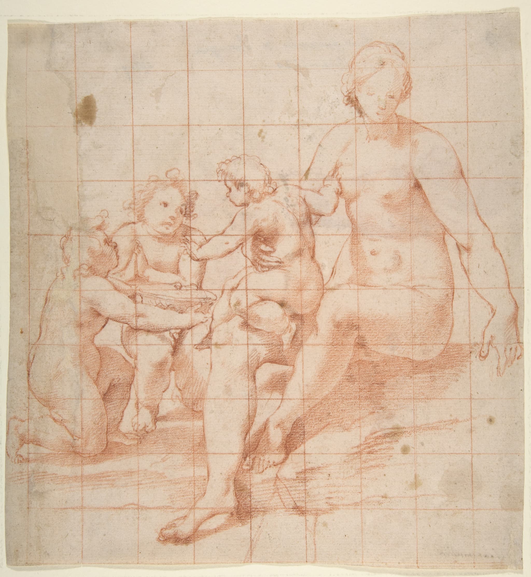 Study for a Virgin and Child with Two Angels (recto); Two Studies of Hands (verso)