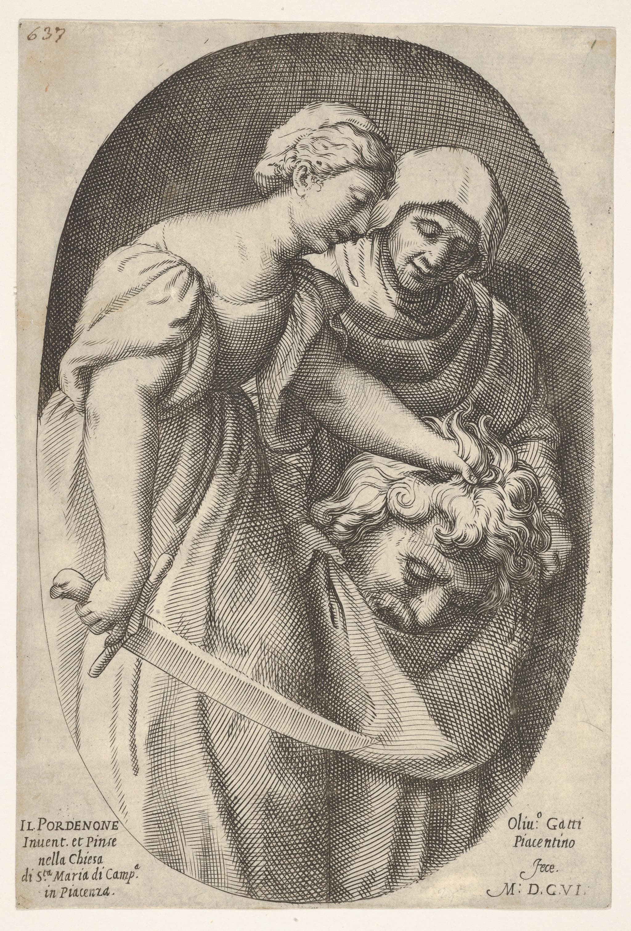 Judith with the head of Holofernes in her left hand and a sword in her right hand, accompanied by a female attendant, from a series of four Old Testament subjects