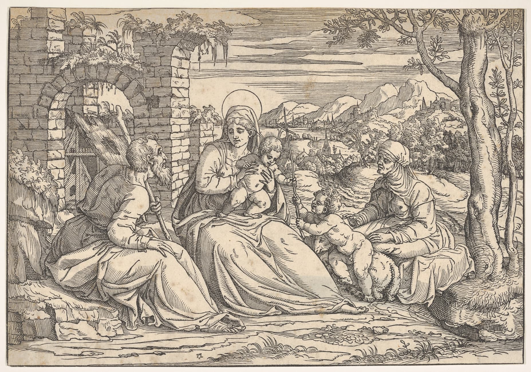 The Holy Family with saints Elizabeth and John