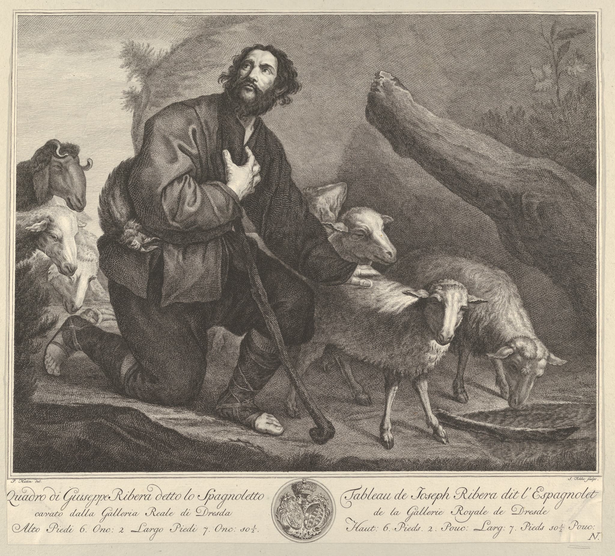 The Prodigal Son Tending Sheep, from "Recueil d'estampes d'après les plus célèbres tableaux de la Galerie Royale de Dresde"