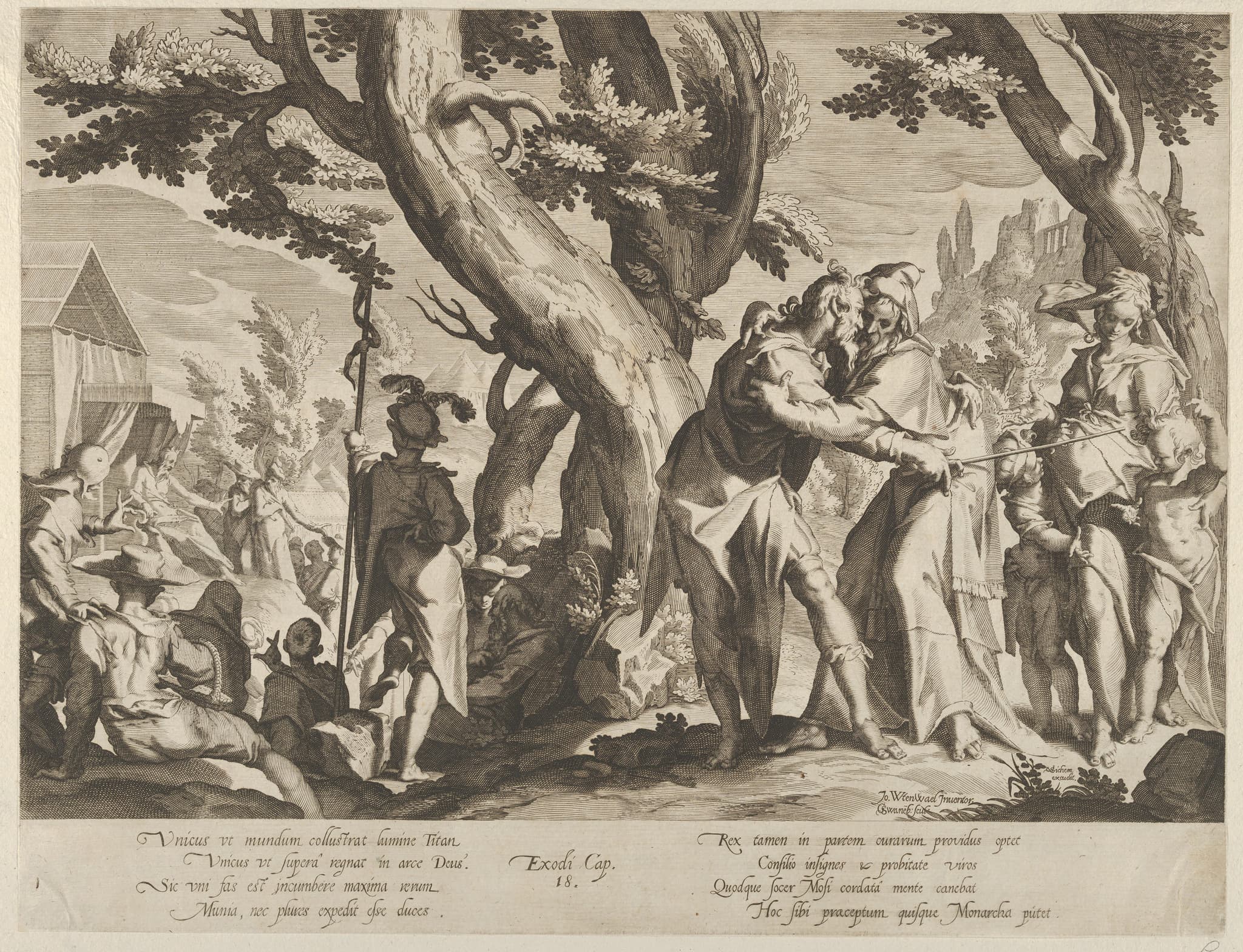 The Meeting of Moses and Jethro, plate 1 from "Thronus Justitiae, tredecim pulcherrimus tabulis..."