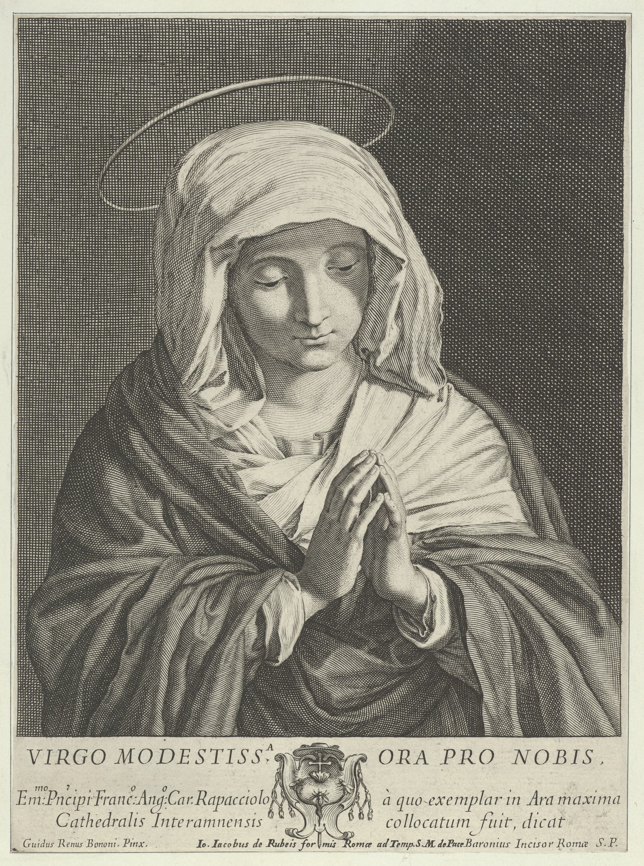 The Virgin in prayer looking down, after Reni