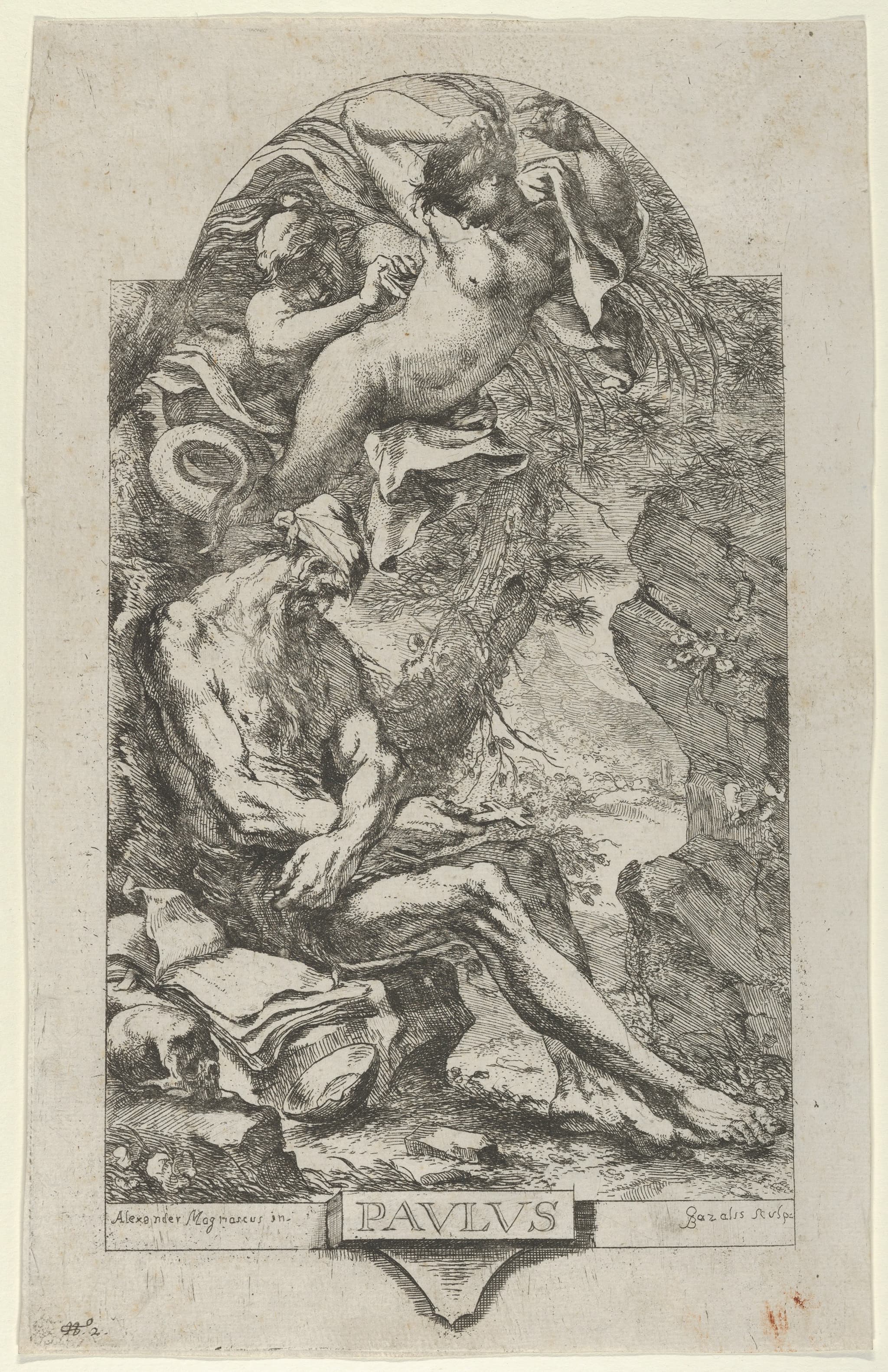 Saint Paul of Thebes tempted by a demon, after Magnasco