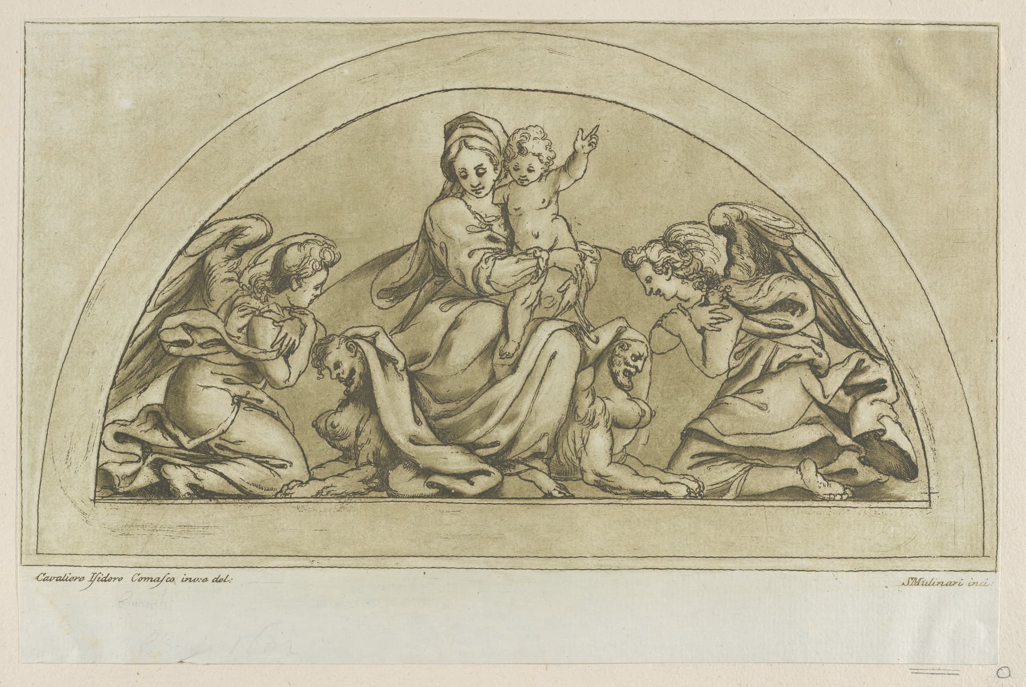 Virgin and child flanked by angels