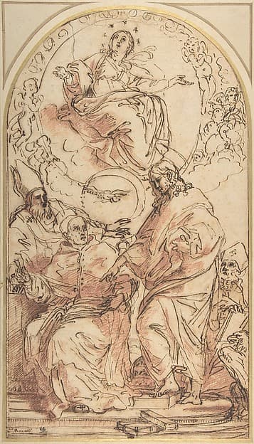 The Virgin Immaculate with the Four Doctors of the Church, Study for the Dispute over the Immaculate Conception