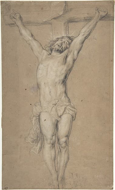 Christ on the Cross; verso: St. Jerome Reading by Candlelight, and Sketch of Male Torso (?)