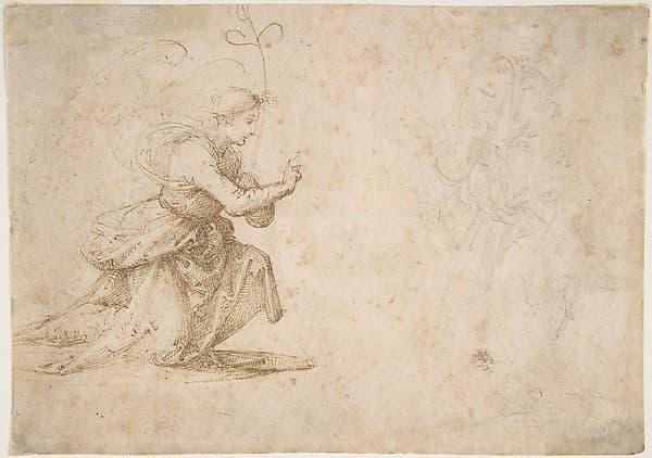 The Annunciation (recto); Faint View of Buildings (verso)