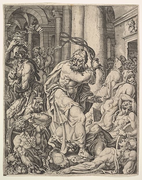 Christ Driving the Money Changers from the Temple, from "The Fall and Salvation of Mankind through the Life and Passion of Christ"