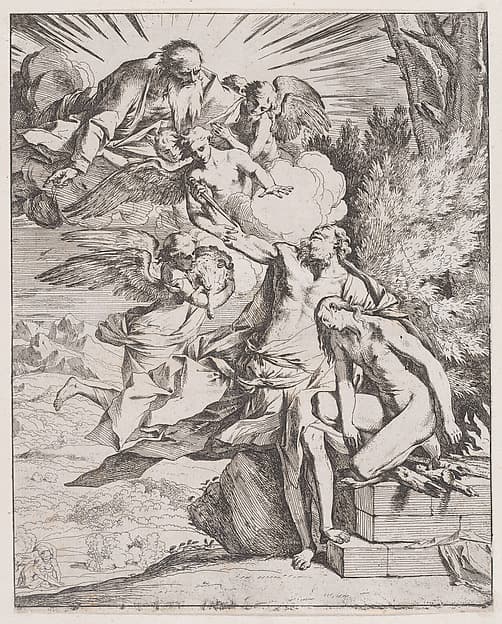 The sacrifice of Isaac by his father Abraham