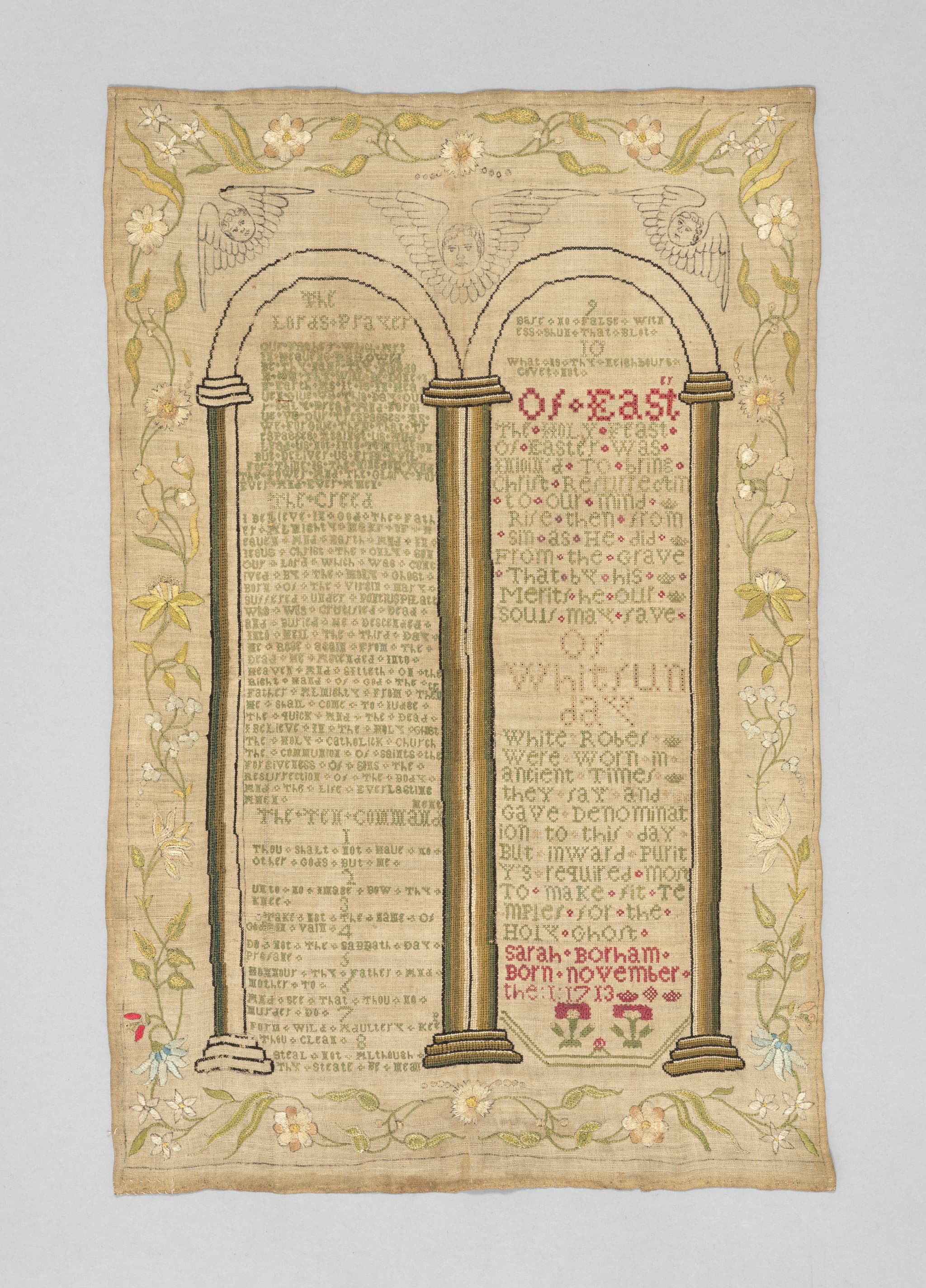 Sampler with the Lord's Prayer, the Ten Commandments and other text
