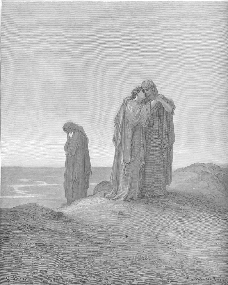 Naomi and Her Daughters-in-Law by Gustave Doré depicting Ruth 1:14