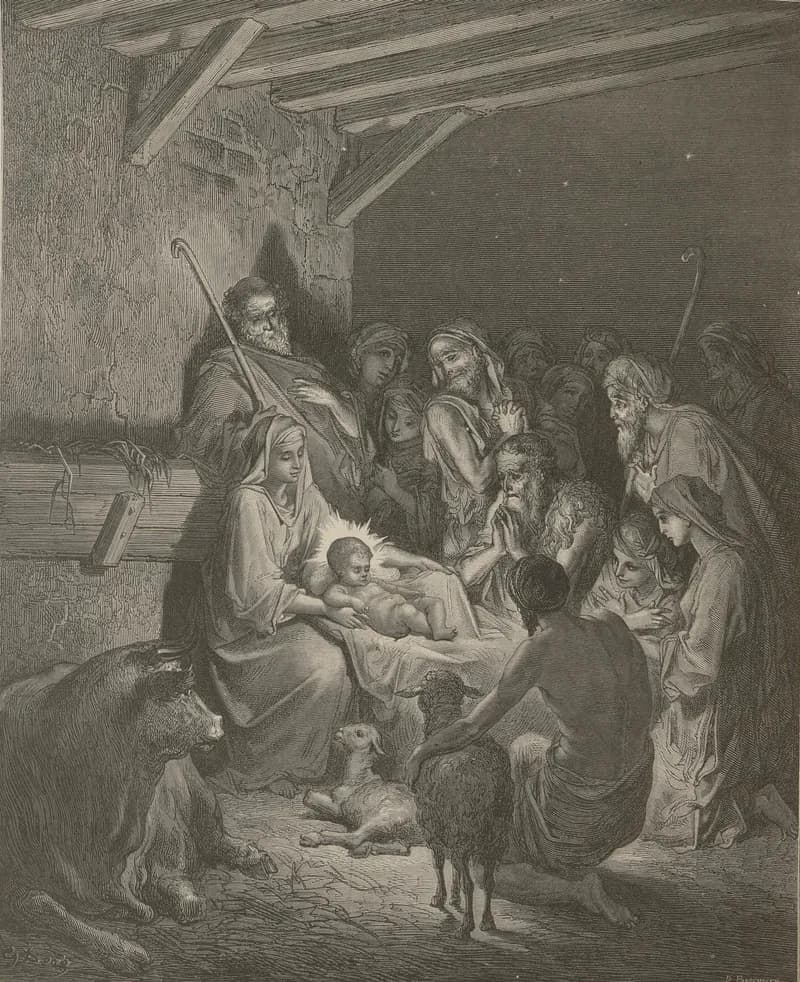 The Birth of Jesus by Gustave Doré depicting Luke 2:6