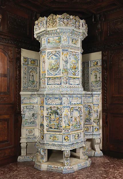 Stove by David II Pfau depicting Genesis 18