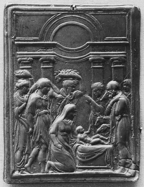 Adoration of the Shepherds by Valerio Belli (Il Vicentino) depicting Luke 2