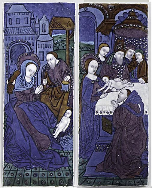 The Nativity and Circumcision of Christ by Workshop of the Master of the High Foreheads depicting Luke 2