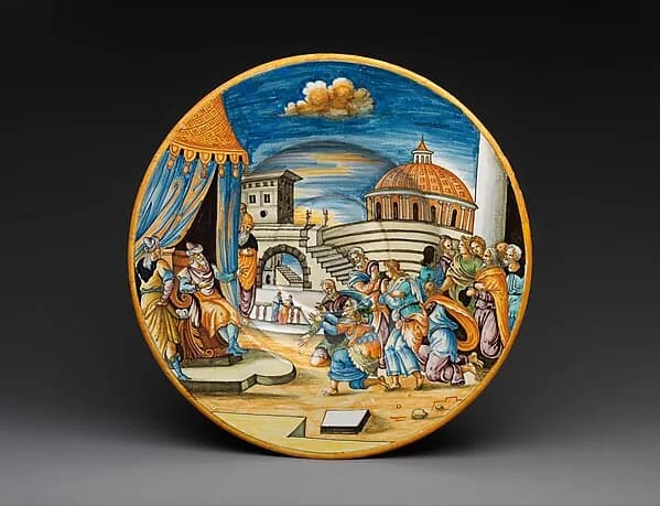 Dish with Joseph and His Brothers by Antoine Conrade depicting Genesis 37