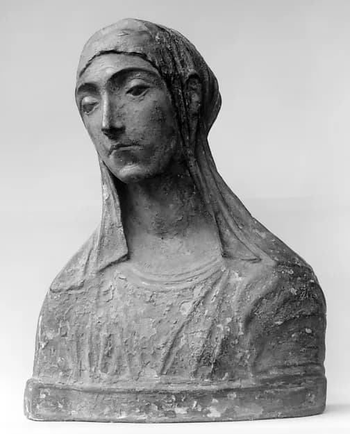 Virgin Mary (probably) by Mino da Fiesole (Mino di Giovanni) depicting Luke 1