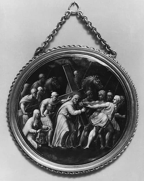 Christ Bearing the Cross by Jean II Pénicaud depicting John 1