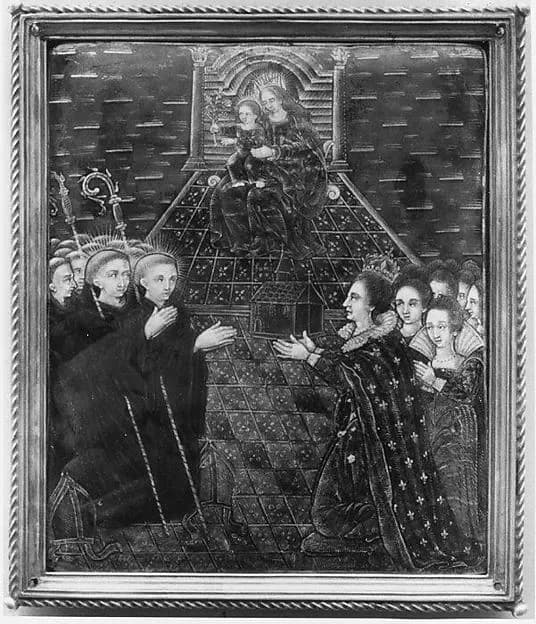 The Devotion of St. Bathilda by Jean Limosin depicting Luke 2