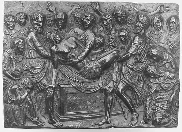 The Entombment of Christ by Andrea Briosco, called Riccio depicting Matthew 27