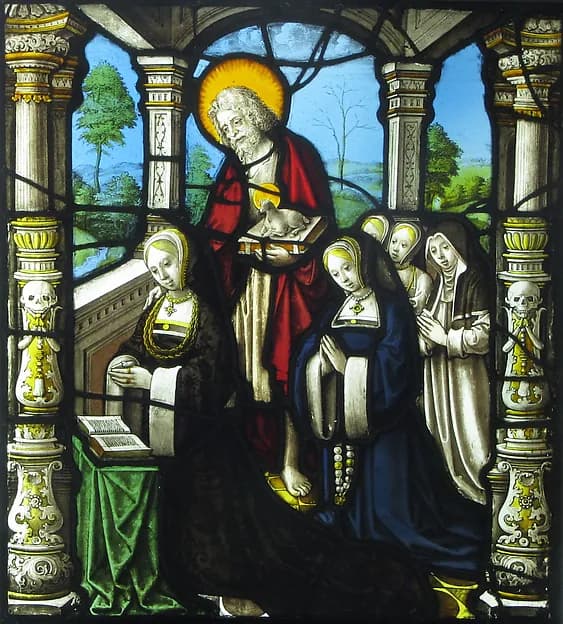 Saint John the Baptist with Five Kneeling Women by Anonymous depicting Matthew 3