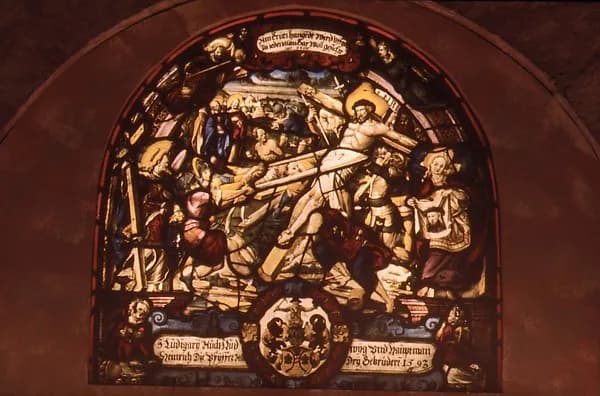 The Raising of the Cross by Franz Fallenter depicting Matthew 27
