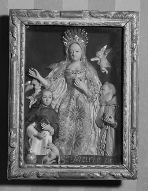 The Virgin Mary between St. Dominic and St. Francis by Anonymous depicting Luke 1
