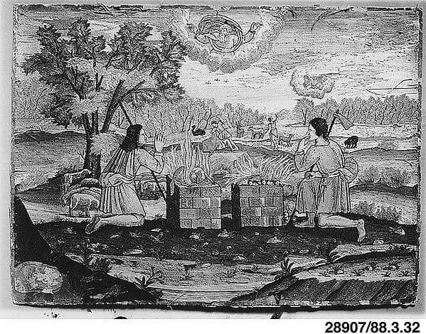 Offerings of Cain and Abel by Leonardus Quesi depicting Genesis 4