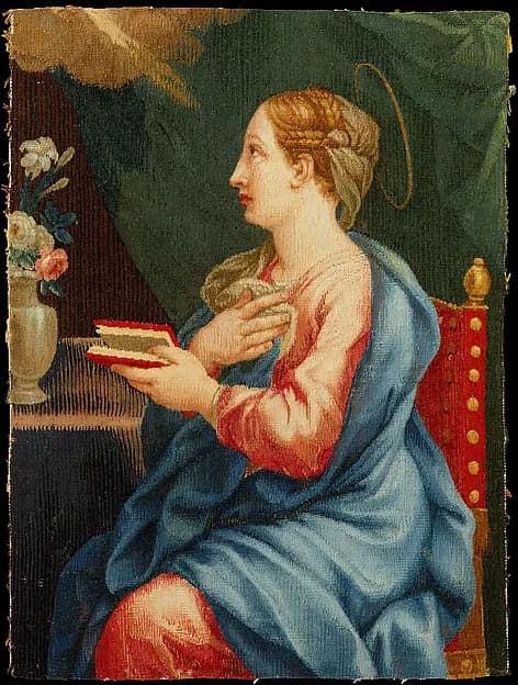 The Virgin Annunciate by Pietro Ferloni depicting Luke 1