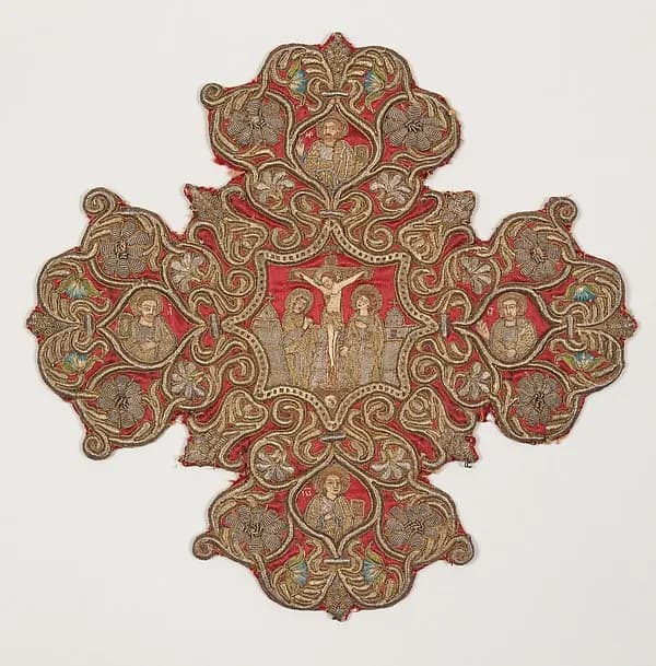 Embroidered cross from an Omophorion by Anonymous depicting Matthew 27