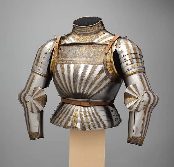 Elements of an Italian Light-Cavalry Armor <i>alla Tedesca</i> (in the German Fashion) by Anonymous depicting Revelation 12