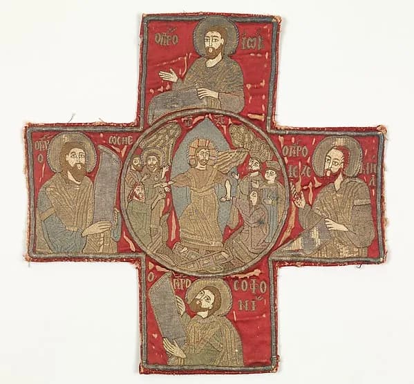 Embroidered cross from an Omophorion by Anonymous depicting John 1