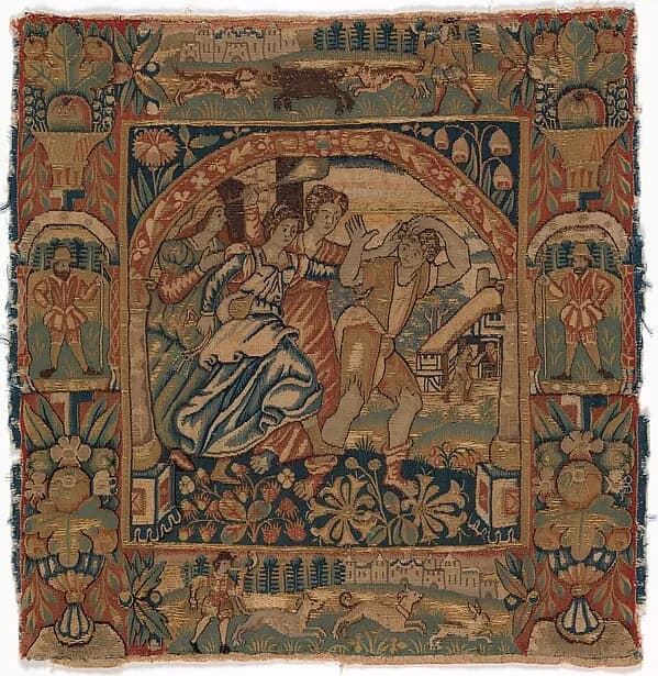 "The Prodigal Son Driven Out by Harlots" from a set of six of The Parable of the Prodigal Son by Anonymous Workshop, British depicting Luke 15