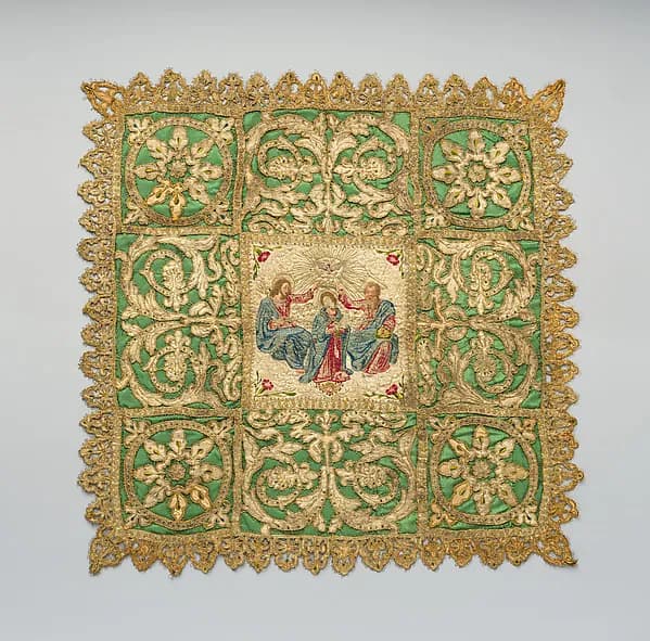 Chalice veil by Anonymous depicting Luke 1