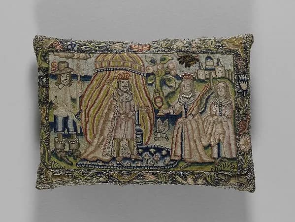 Cushion with Solomon and Sheba by Anonymous depicting 1 Kings 3