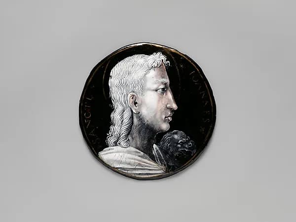 Saint John the Evangelist by Jean III Pénicaud depicting Revelation 1