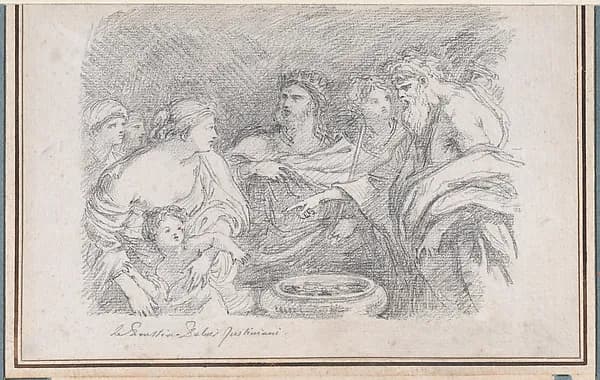 The Infant Moses before Pharaoh, after Giovanni Battista Ruggieri by Jean Robert Ango depicting Exodus 2