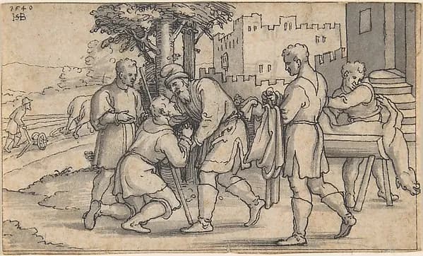 The Return of the Prodigal Son by Sebald Beham depicting Luke 15