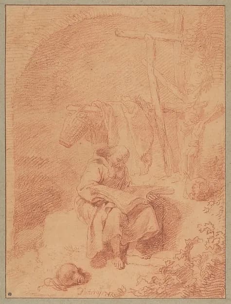 Saint Francis Reading by Christian Wilhelm Ernst Dietrich depicting Matthew 5
