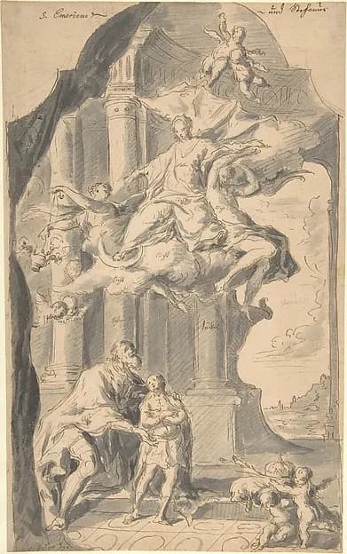 Saint Stephen of Hungary Presenting his Son, Saint Emeric, to the Virgin by Franz Xavier Karl Palko depicting Acts 7
