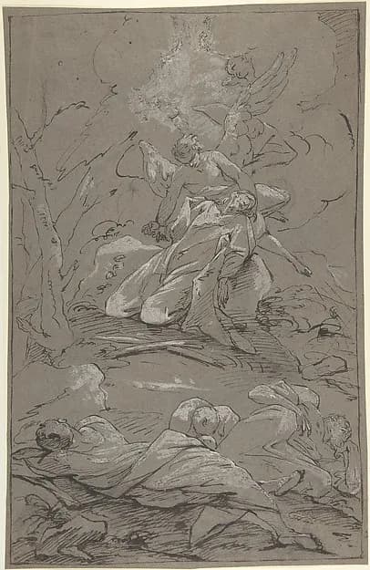 Christ in the Garden of Gethsemane by Paul Troger depicting Matthew 26